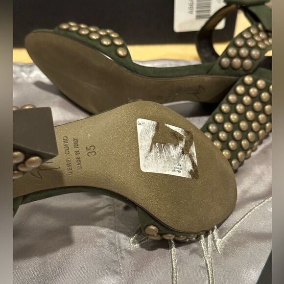 Giuseppe Zanotti
Studded Ankle-Wrap Chunky-Heel Sandal, Militare size 35 - Picture 8 of 16